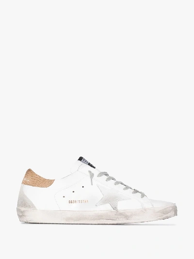 Shop Golden Goose White And Brown Super-star Suede Sneakers