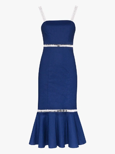 Shop Staud Lychee Midi Dress In Blue