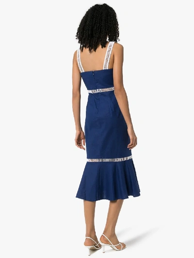Shop Staud Lychee Midi Dress In Blue