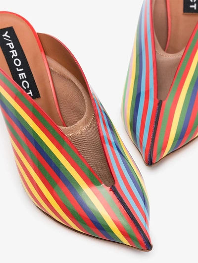 Shop Y/project Multicoloured 70 Rainbow Stripe Patent Leather Mules In Red