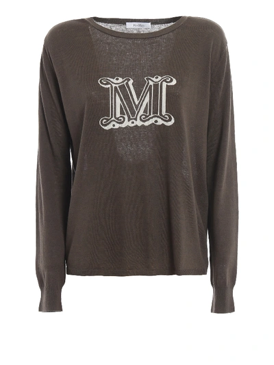 Shop Max Mara Salice Khaki Sweater In Dark Brown