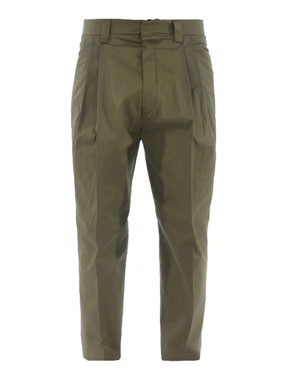 Shop Dsquared2 Stretch Cotton Gabardine Pants In Dark Green