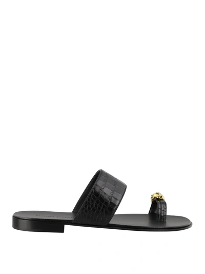 Shop Giuseppe Zanotti Norbert Lion Sandals In Black