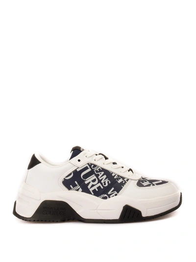 Shop Versace Jeans Couture Logo Print Sneakers In Dark Blue