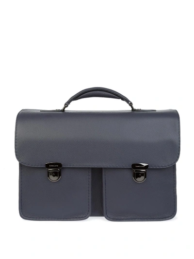 Shop Zanellato Grainy Leather Briefcase In Blue