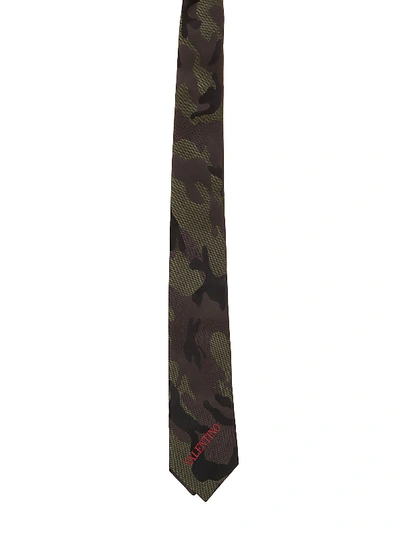 Shop Valentino Camouflage Silk Tie In Green