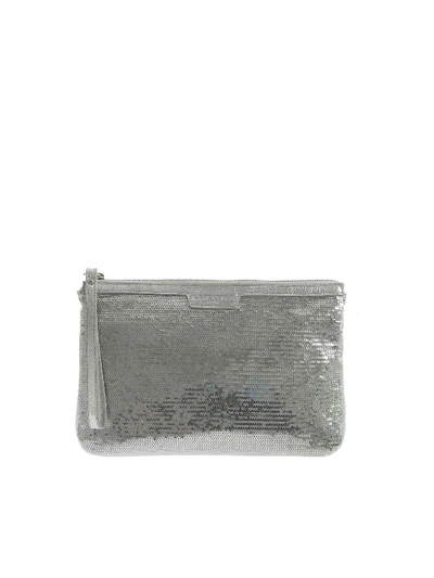 Shop Lancaster Sequins Clutch Bag In Silver Color