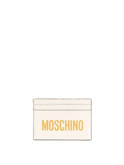 Shop Moschino Logo Lettering Cardholder In White