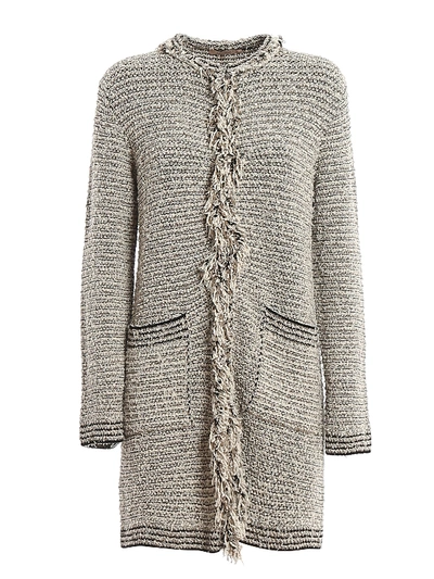 Shop Twinset Vrille Yarn Short Coat In Cream