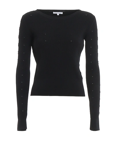 Shop Patrizia Pepe Floral Rib Knitted Sweater In Black