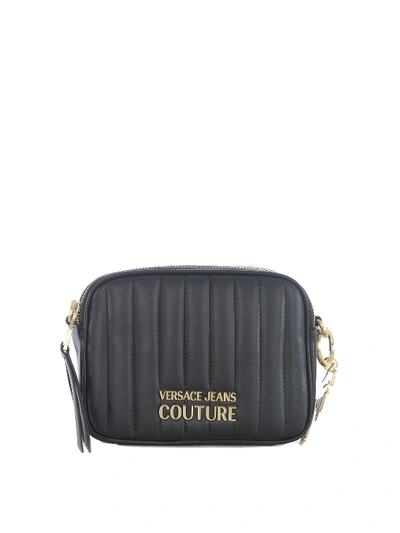 Shop Versace Jeans Couture Quilted Faux Leather Shoulder Bag In Black