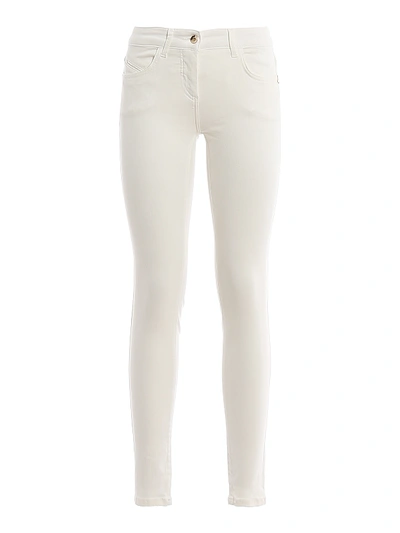 Shop Patrizia Pepe Jeggings With Embroidered Pocket In White
