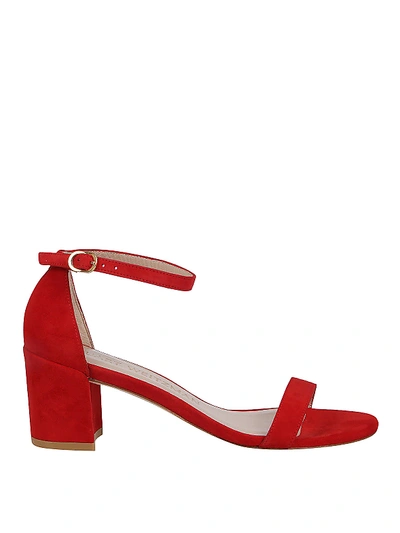 Shop Stuart Weitzman Simple Suede Sandals In Red