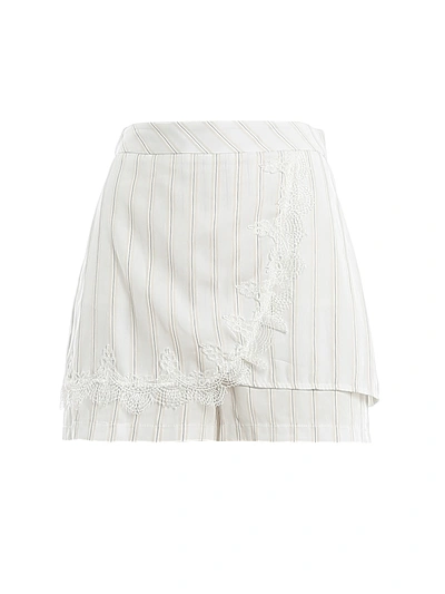 Shop Patrizia Pepe Cotton Linen And Viscose Blend Pants Skirt In White
