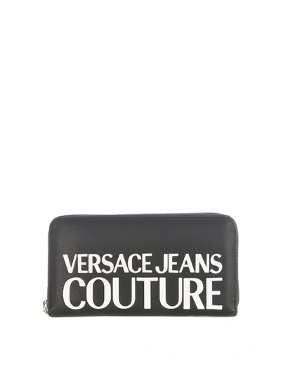Shop Versace Jeans Couture Rubber Logo Wallet In Black