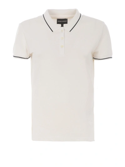 Shop Emporio Armani Contrasting Piping Polo Shirt In White