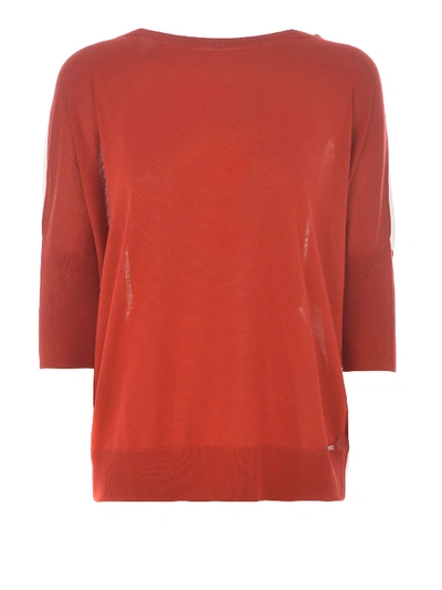Shop Fay Two-tone Silk Sweater In Red