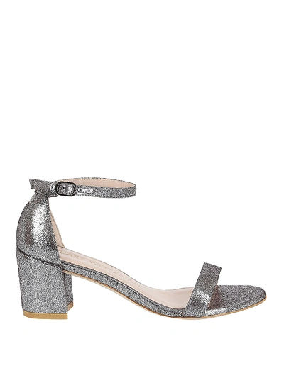 Shop Stuart Weitzman Simple Laminated Sandals In Silver