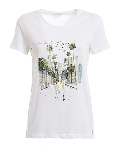 Shop Patrizia Pepe Los Angeles Logo Printed Embellished T-shirt In White