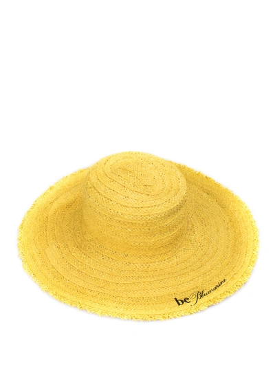 Shop Be Blumarine Logo Embroidery Straw Hat In Yellow