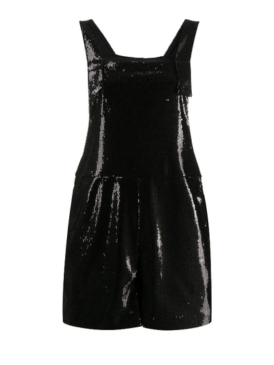 Shop P.a.r.o.s.h Sequined Overalls In Black