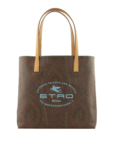 Shop Etro Large Paisley Tote Bag In Brown