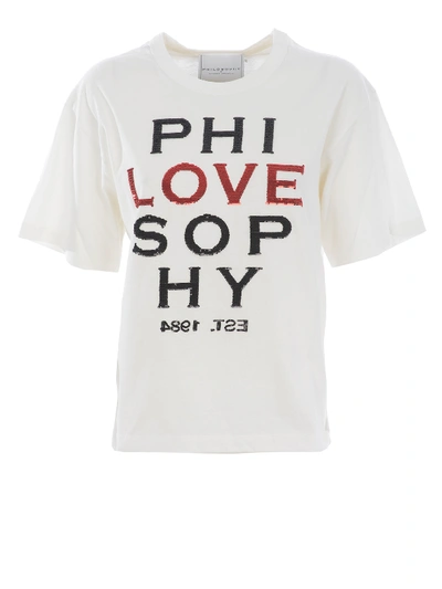 Shop Philosophy Di Lorenzo Serafini Phi-love-sophy T-shirt In White