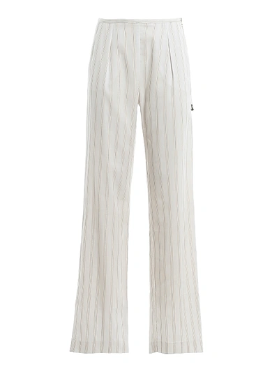 Shop Patrizia Pepe Cotton Linen And Viscose Blend Pants In White