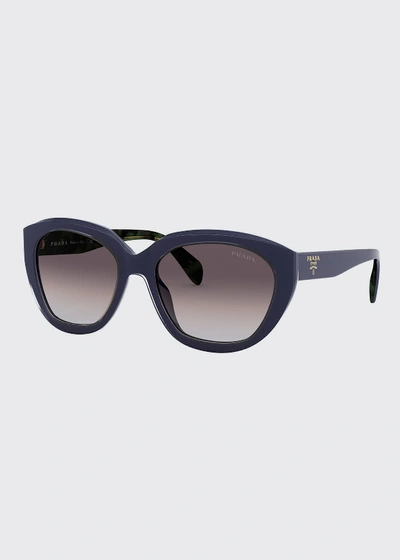 Shop Prada Acetate Cat-eye Sunglasses In Blue