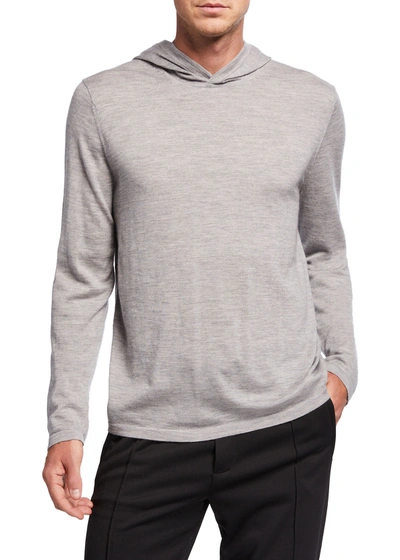 Shop Vince Men's Pullover Wool Hoodie In H Grey