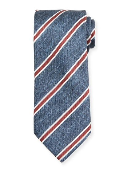Shop Brioni Framed Stripe Tie In Blue/red
