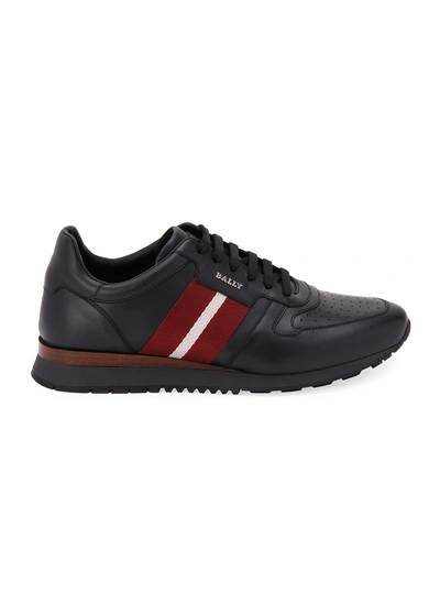 Shop Bally Men's Astel Trainspotting Leather Runner Sneakers In Black