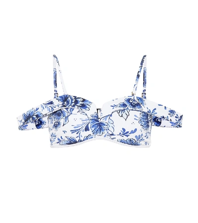 Shop Alexandra Miro Lola Floral Bikini Top In Blue