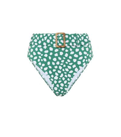 Shop Alexandra Miro Clara Leopard-print Bikini Bottoms In Green