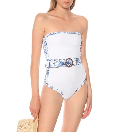 Shop Alexandra Miro Whitney Belted Swimsuit In White