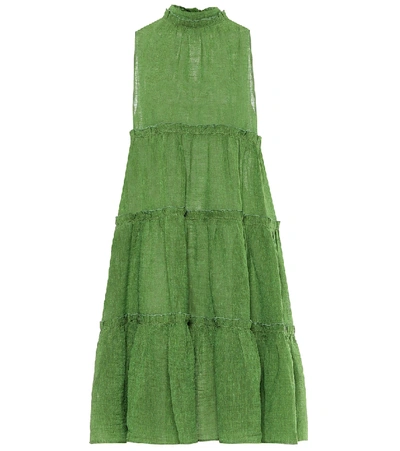 Shop Lisa Marie Fernandez Erica Linen-blend Gauze Dress In Green