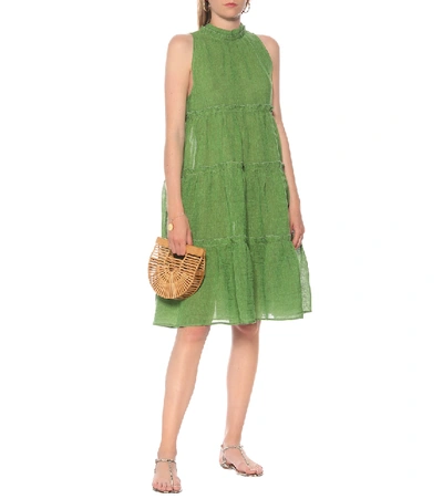 Shop Lisa Marie Fernandez Erica Linen-blend Gauze Dress In Green