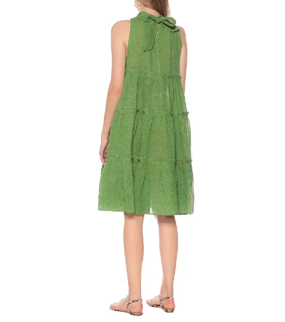 Shop Lisa Marie Fernandez Erica Linen-blend Gauze Dress In Green