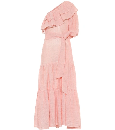 Shop Lisa Marie Fernandez Arden Linen-blend Gauze Maxi Dress In Pink