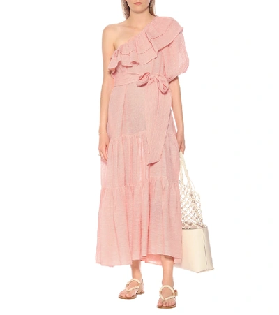Shop Lisa Marie Fernandez Arden Linen-blend Gauze Maxi Dress In Pink