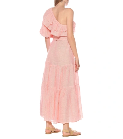 Shop Lisa Marie Fernandez Arden Linen-blend Gauze Maxi Dress In Pink