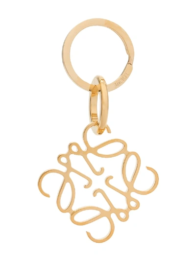 Loewe Silver Anagram Keychain In Gold