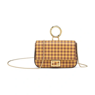 Shop Fendi Nano Baguette Charm In Marron