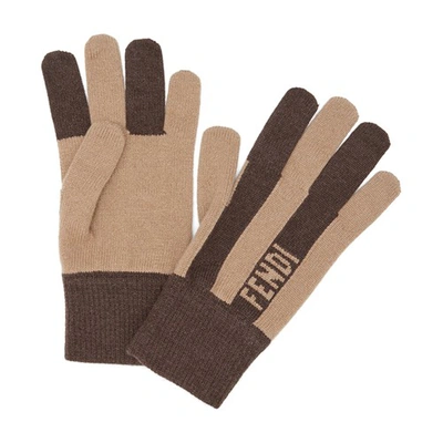 Shop Fendi Gloves In Brown