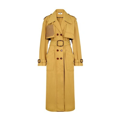 Shop Fendi Overcoat In Yellow