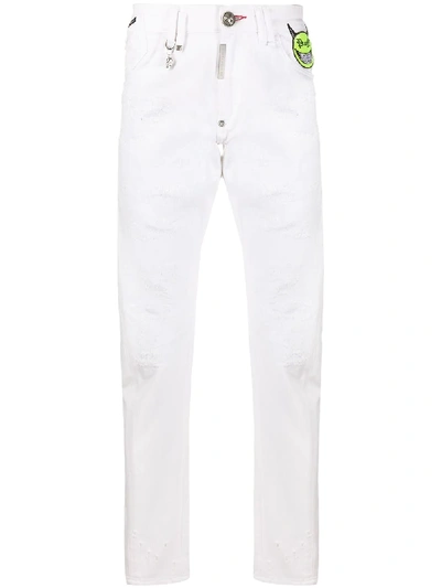 Shop Philipp Plein Evil Smile Jeans In White