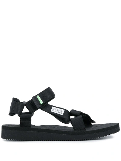 Shop Suicoke Open Toe Ripstop Sandals In Black