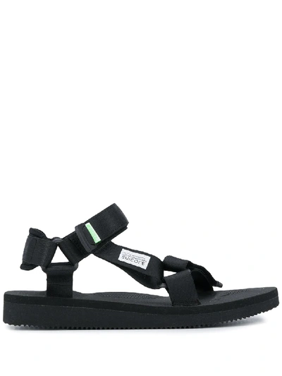 Suicoke Open Toe Ripstop Sandals In Black
