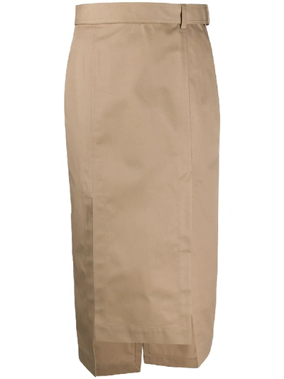 Shop Eudon Choi Fitted Slit Detail Pencil Skirt In Neutrals