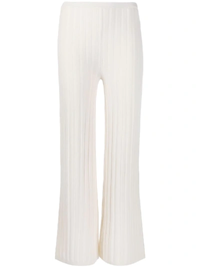 Shop Totême Ribbed Knit Trousers In White